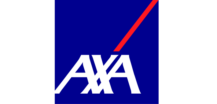 AXA logo, blue, white and red stripe